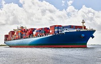 A massive container ship plies the Savannah River in Savannah, Georgia. Original image from Carol M. Highsmith&rsquo;s America, Library of Congress collection. Digitally enhanced by rawpixel.