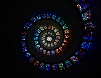 Architect Philip Johnson&rsquo;s stained-glass &quot;Glory Window&quot; unfolds in the spiraling 1976 Chapel of Thanksgiving, part of Thanks-Giving Square in Dallas, Texas. Original image from <a href="https://www.rawpixel.com/search/carol%20m.%20highsmith?sort=curated&amp;page=1">Carol M. Highsmith</a>&rsquo;s America, Library of Congress collection. Digitally enhanced by rawpixel.