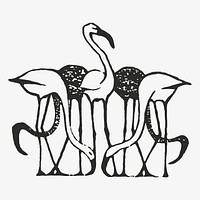 Vintage flamingos vector animal print, remixed from artworks by Gerrit Willem Dijsselhof
