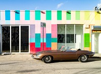 Storefront and snazzy car in the Wynwood neighborhood of Miami, Florida. Original image from <a href="https://www.rawpixel.com/search/carol%20m.%20highsmith?sort=curated&amp;page=1">Carol M. Highsmith</a>&rsquo;s America, Library of Congress collection. Digitally enhanced by rawpixel.