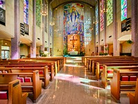 Sanctuary of St. Columba Catholic Cathedral in Youngstown, Ohio. Original image from Carol M. Highsmith’s America, Library of Congress collection. Digitally enhanced by rawpixel.