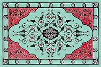 Vintage ornamental background, green floral illustration vector, remix from the artwork of Sir Matthew Digby Wyatt