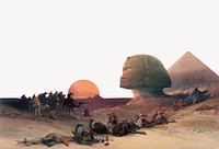 David Roberts's Desert of Gizeh border collage element, famous artwork remixed by rawpixel  psd