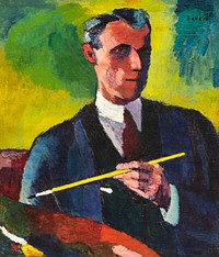Self-Portrait (1910&ndash;1913) painting in high resolution by <a href="https://www.rawpixel.com/search/Henry%20Lyman%20Sayen?sort=curated&amp;page=1">Henry Lyman Sayen</a>. Original from the Smithsonian Institution. Digitally enhanced by rawpixel.