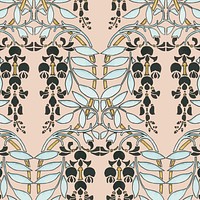 Art nouveau wisteria flower vector pattern design resource