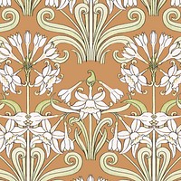 Art nouveau jonquil flower vector pattern design resource