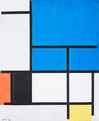 Composition with Large Blue Plane, Red, Black, Yellow, and Gray (1921) painting in high resolution by Piet Mondrian. Original from the Dallas Museum of Art. Digitally enhanced by rawpixel.
