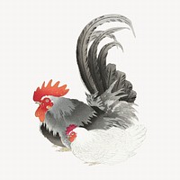 Ohara Koson's chicken vintage illustration
