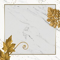 Luxurious gold foliage with rectangle frame vector
