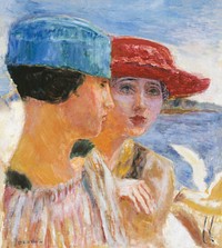 Young girls with seagull (1917) painting in high resolution by Pierre Bonnard. Original from the Public Institution Paris Mus&eacute;es. Digitally enhanced by rawpixel.