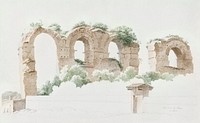 A Part of an Aqueduct in Rome (ca. 1809&ndash;1812) by Joseph August Knip. Original from The Rijksmuseum. Digitally enhanced by rawpixel.