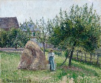 Apple trees in Eragny, sunny morning (1903) painting in high resolution by Camille Pissarro. Original from the Kunstmuseum Basel Museum. Digitally enhanced by rawpixel.