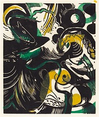 Genesis II (Schopfungsgeschichte II) (1914) print in high resolution by Franz Marc. Original from the National Gallery of Art. Digitally enhanced by rawpixel.