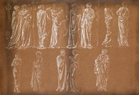 Female - Thirteen Drapery Studies (1868) drawing in high resolution by Sir Edward Burne–Jones. Original from Birmingham Museum and Art Gallery. Digitally enhanced by rawpixel.