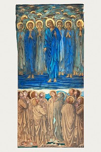 Ascension of Christ (Acts I, 1–9): Study for stained-glass window (ca. 1875–84) drawing in high resolution by Sir Edward Burne–Jones. Original from the MET Museum. Digitally enhanced by rawpixel.