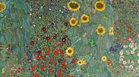 Klimt art wallpaper, desktop background, Farm Garden with Sunflowers