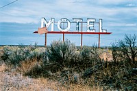 Motel sign, Grand Coulee, Washington (2003) photography in high resolution by John Margolies. Original from the Library of Congress. Digitally enhanced by rawpixel.