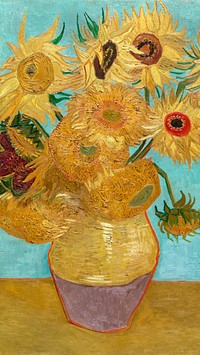 Van Gogh iPhone wallpaper, still life sunflowers HD background