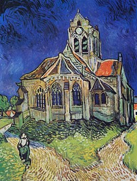 Vincent van Gogh's The Church at Auvers (1890) famous painting. Original from Wikimedia Commons. Digitally enhanced by rawpixel.