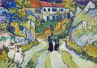 Vincent van Gogh's Stairway at Auvers (1890) famous landscape painting. Original from the Saint Louis Art Museum. Digitally enhanced by rawpixel.