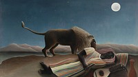 Rousseau vintage wallpaper, desktop background, The Sleeping Gypsy famous painting