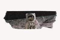 Astronaut on the moon, ripped washi tape, space image