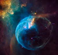 Hubble image of the Bubble Nebula, or NGC 7635, an enormous bubble being blown into space by a super-hot, massive star. Original from NASA. Digitally enhanced by rawpixel.