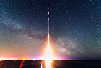 Time-lapse photograph of the Cosmic Infrared Background Experiment (CIBER) rocket launch, taken from NASA&#39;s Wallops Flight Facility in Virginia in 2013. The image is from the last of four launches. Original from NASA. Digitally enhanced by rawpixel.