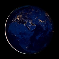 Image of Europe, Africa, and the Middle East at night. Original from NASA. Digitally enhanced by rawpixel.