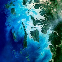 The southernmost reaches of Burma (Myanmar), the Mergui Archipelago along the border with Thailand. Original from NASA . Digitally enhanced by rawpixel.
