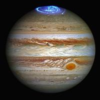 Hubble captures vivid auroras in Jupiter&rsquo;s atmosphere. Original from NASA. Digitally enhanced by rawpixel.