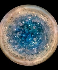 Jupiter&#39;s south pole, as seen by NASA&#39;s Juno spacecraft from an altitude of 32,000 miles (52,000 kilometers). Original from NASA . Digitally enhanced by rawpixel.
