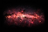 Red milky way clipart, space aesthetic psd