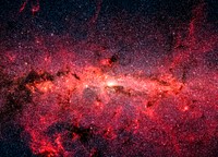 Hundreds of thousands of stars crowded into the swirling core of our spiral Milky Way galaxy. Original from NASA. Digitally enhanced by rawpixel.