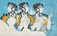 Reproduction of the &quot;Ladies in Blue&quot; fresco<br />ca. 1525&ndash;1450 B.C. by <a href="https://www.rawpixel.com/search/Emile%20Gilli%C3%A9ron?sort=curated&amp;type=all&amp;page=1">Emile Gilli&eacute;ron</a>. Original from The MET Museum. Digitally enhanced by rawpixel.