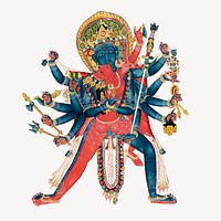 Chakrasamvara collage element, vintage artwork psd