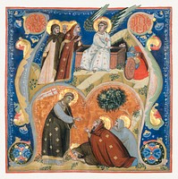 Manuscript Illumination with Scenes of Easter in an Initial A, from an Antiphonary (ca. 1320) by<br />Nerius. Original from The MET Museum. Digitally enhanced by rawpixel.