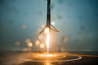 First stage of Falcon 9 rocket (2016). Original from Official SpaceX Photos. Digitally enhanced by rawpixel.
