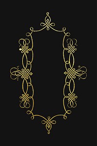 Gold filigree frame border vector