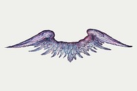 Blue mythical wings vector painting ornament