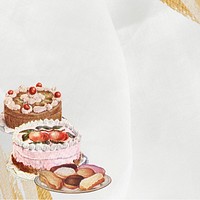 Fancy cakes with gold brushstroke background illustration