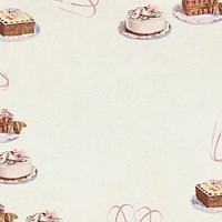 Hand drawn cakes frame design element