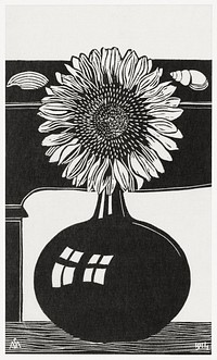 Sunflower (Zonnebloem) (1914) print in high resolution by Samuel Jessurun de Mesquita. Original from The Rijksmuseum. Digitally enhanced by rawpixel.
