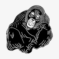 Vintage orangutan animal art print vector, remix from artworks by Samuel Jessurun de Mesquita