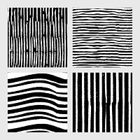 Vintage black white woodcut stripes pattern background vector set, remix from artworks by Samuel Jessurun de Mesquita