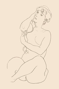 Nude woman vector remixed from the artworks of Egon Schiele.