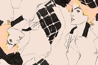 Vintage painted women background vector remixed from the artworks of Egon Schiele.