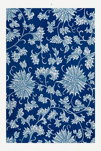 Blue flower pattern, Examples of Chinese Ornament selected from objects in the South Kensington Museum and other collections by Owen Jones. Digitally enhanced plate from our own original 1867 edition of the book.