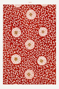 Red floral pattern, Examples of Chinese Ornament selected from objects in the South Kensington Museum and other collections by Owen Jones. Digitally enhanced plate from our own original 1867 edition of the book.