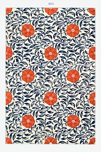 Flower pattern, Examples of Chinese Ornament selected from objects in the South Kensington Museum and other collections by Owen Jones. Digitally enhanced plate from our own original 1867 edition of the book.